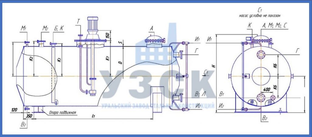 Чертеж емкости ГКК в Сургуте